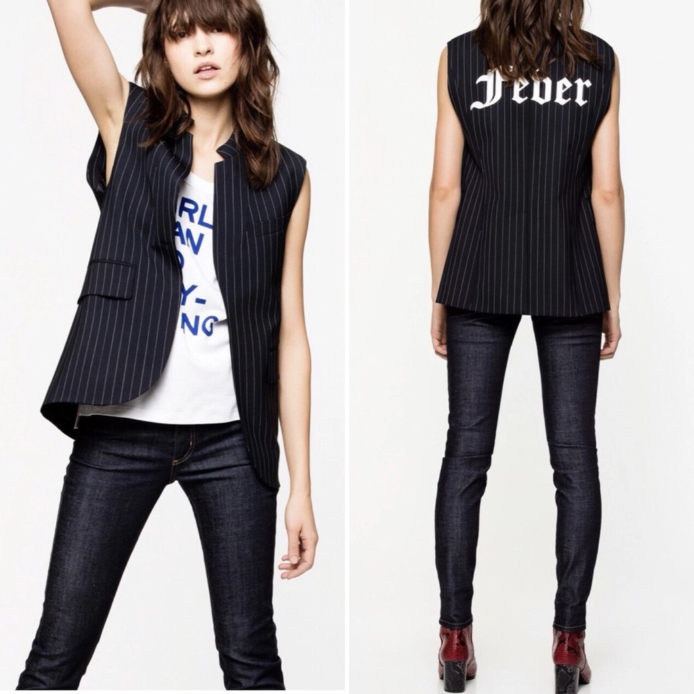 Zadig & Voltaire navy Pinstripe Vest 38